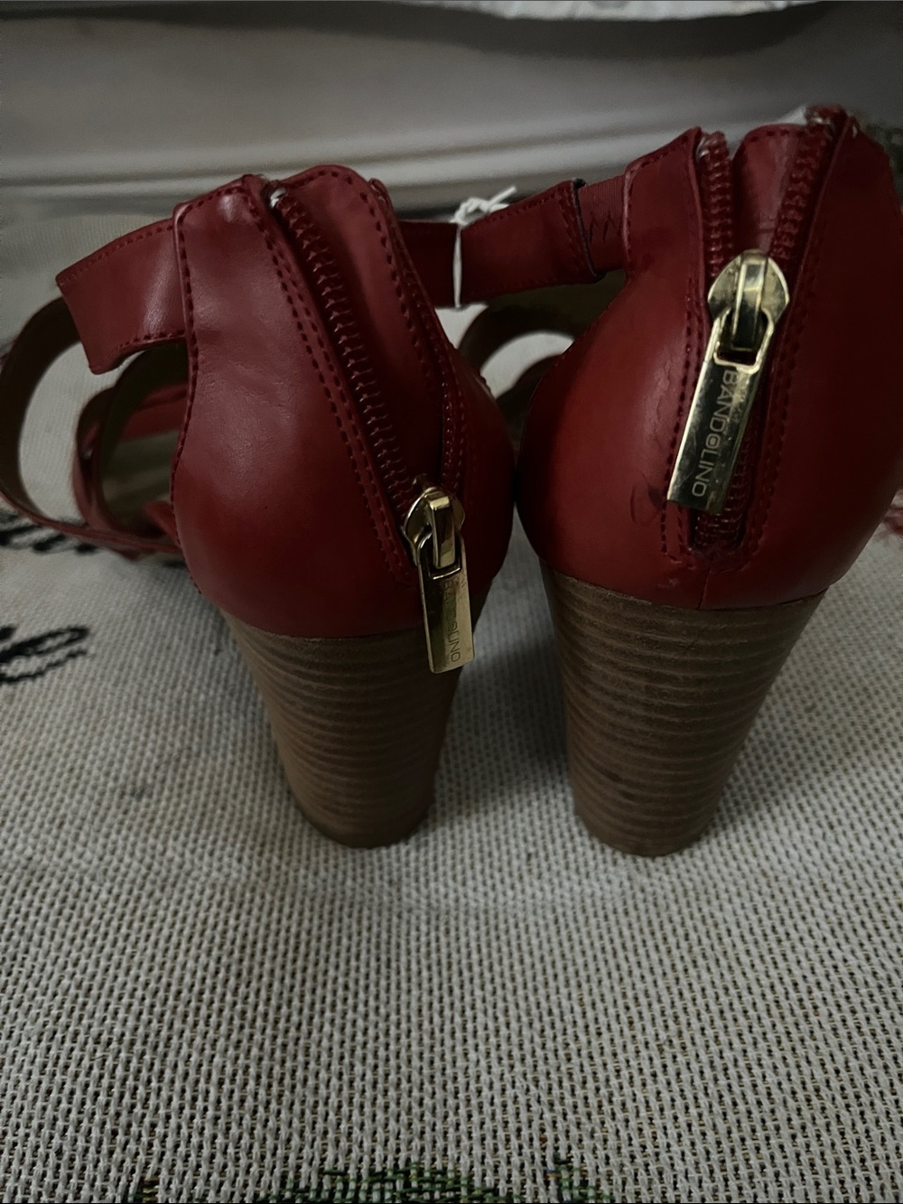 Bandolino Red Strappy Block Heel Sandals - Picture 2 of 4